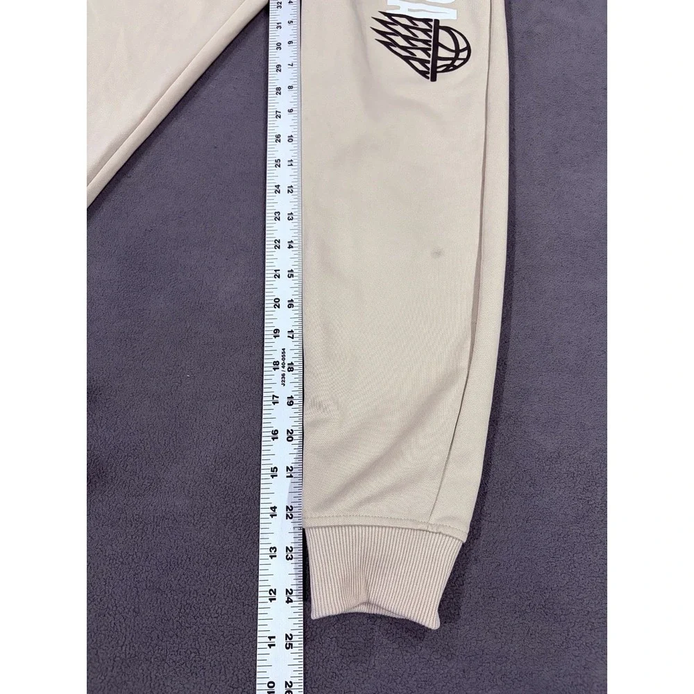 NBA Basketball Joggers Pants Boys 14-16 Beige Mid Rise Tapered Leg Drawstring